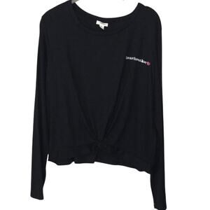 Jenni Women's Twist-Front Cropped Pajama Top black XL